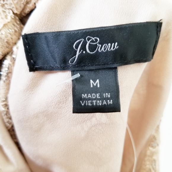 J CREW Tie Neck Top in Metallic Lace Size Medium - Picture 6 of 10